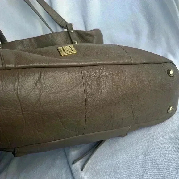 KOOBA Everette Tote  Genuine Leather Purse - Taupe Color - Picture 9 of 14